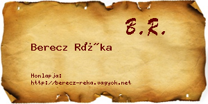 Berecz Réka névjegykártya